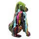 Figurine Gorille Noir, Modèle Pop Art et Coulées de peinture, H 45 cm