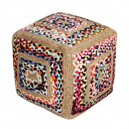 BY SIGRIS Signes Grimalt Pouf Carré Rouge 70 % Coton 30 % Jute | Pouf Pouf en jute Pouf 1 x 1 cm