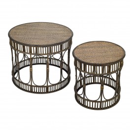 Set 2 Tables Basses en Osier, Collection Nature, Diamètre 60 cm (Grande)