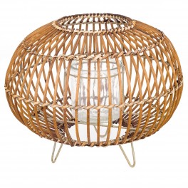 Lanterne Photophore Rond sur Pied en jonc, Collecion Nature, 21 x 32 x 32 cm