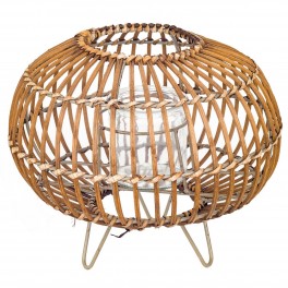 Lanterne Photophore Rond sur Pied en jonc, Collection Vase et Bougeoir, 26 x 26 x 20 cm