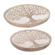 Set 2 Plateaux Arbre de vie en bois de manguier, Marron et Balnc, 2 x 25 x 25 cm (Grande)