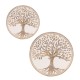 Set 2 Plateaux Arbre de vie en bois de manguier, Marron et Balnc, 2 x 25 x 25 cm (Grande)