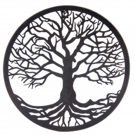 ORIGEN Déco murale fer : Arbre de vie et Design circulaire, Modèle Anthracite, Diamètre 30 cm