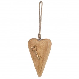 Origen Home Decor Coeur avec clé Décoration | Pendentifs Marron - 16 x 3 x 10 cm