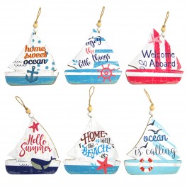 BY SIGRIS Origen Home Decor Lot de 6 décorations murales en bois pour bateau Bleu 15 x 0 x 15 cm