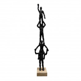 BY SIGRIS Origen Home Decor Figurine noires empilées diverses | Figurine de table marron - 68 x 14 x 9 cm
