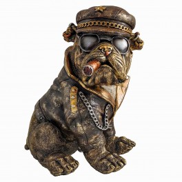 BY SIGRIS Origine Home Decor Chien Bulldog Animaux Figurine de chien Marron - 22 x 19 x 18 cm