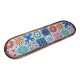 Plateau Long et Bords arrondis, Motif Carreaux de Ciment colorés, Bois de manguier et résine, Longueur 45 cm