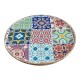 SIGNES GRIMALT Assiette rétro, Motif Carreaux de ciment colorés, bois de manguier et résine, diamètre 22 cm