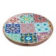 SIGNES GRIMALT Set 2 assiettes rétros, Motif Carreaux de ciment colorés, bois de manguier et résine, diamètre 15 cm