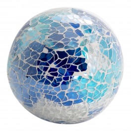 SIGNES GRIMALT Set 2 Boules décoratives en Verre craquelé, Camaïeu de Bleu et diamètre 8 cm