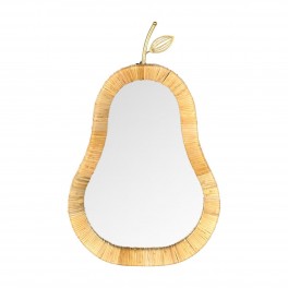 SIGNES GRIMALT Miroir Design, Silhouette Poire Fruit décoratif, encadrement Bois Massif Exotique, h 67 cm