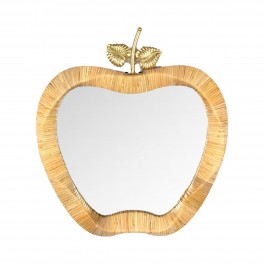 SIGNES GRIMALT Miroir Design, Silhouette Pomme Fruit décoratif, encadrement Bois Massif Exotique, h 67 cm