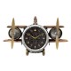 SIGNES GRIMALT Horloge Murale de Style Industriel, Avion bimoteur à hélices, Noir et doré, Longueur 67 cm