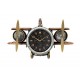 SIGNES GRIMALT Horloge Murale de Style Industriel, Avion bimoteur à hélices, Noir et doré, Longueur 67 cm