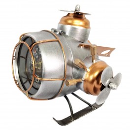 SIGNES GRIMALT Horloge Industrielle à Poser, hélicoptère Argent et doré en Design ludique, Longueur 23 cm