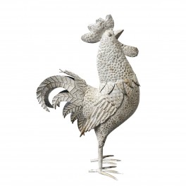 SIGNES GRIMALT Grand Coq décoratif à Poser, Intérieur et Extérieur, Gris Clair, Ton Pierre, Hauteur 51 cm