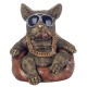 SIGNES GRIMALT Figurine Chien Bouledogue Impresario, Lunettes, Cigare et Chaine en Or, Hauteur 20 cm