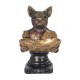 SIGNES GRIMALT Figurine Chien Bouledogue, Costume d'époque et coupelle Vide Poche, Hauteur 36 cm