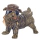 SIGNES GRIMALT Figurine Chien Bouledogue Urbain, Casquette, Lunettes, Cigare, Chaine en Or et Patte levée, Hauteur 24 cm
