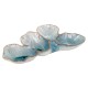 Plat de service ou décoratif en grès bleu, 4 compartiments en forme d'huitre, Collection marine, longueur 31 cm
