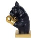 SIGNES GRIMALT Grande Figurine Bouledogue français, Buste réaliste Noir et Gants de Boxe dorés, Hauteur 36 cm