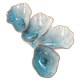 Plat de service ou décoratif en grès bleu, 4 compartiments en forme d'huitre, Collection marine, longueur 31 cm