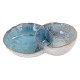 Plateau de Service ou décoratif en grès Bleu, 2 Compartiments, Collection Marine Quimper, Longueur 20 cm