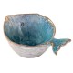 SIGNES GRIMALT Set 2 petits bols de service ou décoratif, Poisson en grès bleu, Collection marine Quimper, longueur 12 cm