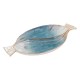 Plateau de Service ou décoratif Poissons en grès Bleu, 2 Compartiments, Collection Marine Quimper, Longueur 31 cm