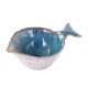 SIGNES GRIMALT Set 2 petits bols de service ou décoratif, Poisson en grès bleu, Collection marine Quimper, longueur 12 cm