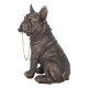 SIGNES GRIMALT Figurine Chien Bouledogue français Urbain, Collier à Pointes, Chaine en Or et Hauteur 21 cm