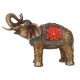 SIGNES GRIMALT Figurine éléphant, Trompe levée, Parure Fleur de Lotus Rouge et Accessoires Bleus, Longueur 20 cm