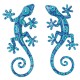 SIGNES GRIMALT Set 2 lézards muraux, geckos salamandres décoratives, camaïeu de bleu, Collection Tropik résine et hauteur 21 cm