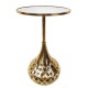 SIGNES GRIMALT Table guéridon Bout de canapé Sellette Design doré Contemporain et Plateau Verre, 38 x 38 x 65 cm