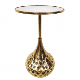 SIGNES GRIMALT Table guéridon Bout de canapé Sellette Design doré Contemporain et Plateau Verre, 38 x 38 x 65 cm