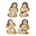 SIGNES GRIMALT Set 4 Anges et Accessoires, Effet doré et Style Baroque, 4 modèles différents, Hauteur 11,50 cm