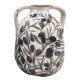 Jarre Vase rétro et Romantique en faïence, Effet Vieilli et Modèle Olives de Provence, Hauteur 18 cm