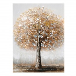 SIGNES GRIMALT Tableau peint, arbre de vie aux couleur d'automne, marron, bleu et orange, 40 x 30 cm
