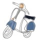 SIGNES GRIMALT Silhouette murale en métal, Scooter rétro italien, bleu, gris et champagne, hauteur 61 cm
