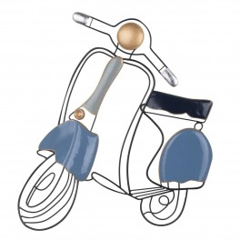 SIGNES GRIMALT Silhouette murale en métal, Scooter rétro italien, bleu, gris et champagne, hauteur 61 cm
