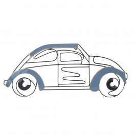 SIGNES GRIMALT Silhouette murale en métal, voiture coccinelle bleu, gris et noir, longueur 60 cm