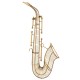 SIGNES GRIMALT Silhouette murale en métal, saxophone doré, instrument de musique, hauteur 55 cm