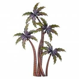 SIGNES GRIMALT Silhouette murale en métal, quatre palmiers et cocotiers colorés, hauteur 78 cm