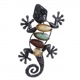 SIGNES GRIMALT Gecko 100% métal intérieur et extérieur maison, Collection Bstone, tons marrons et gris