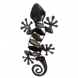 SIGNES GRIMALT Gecko 100% métal intérieur et extérieur maison, Collection Bstone, tons marrons et gris