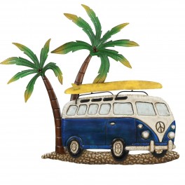 SIGNES GRIMALT Déco murale Van vintage, planche de surf et palmiers, Peace and Love, longueur 76 cm