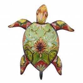 SIGNES GRIMALT Déco murale, Tortue marine en métal, Collection Maori, Vert et Rouge, hauteur 35 cm