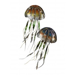 SIGNES GRIMALT Déco Murale en métal : Deux grandes méduses multicolores, 3D metal wallart, Hauteur 82 cm
